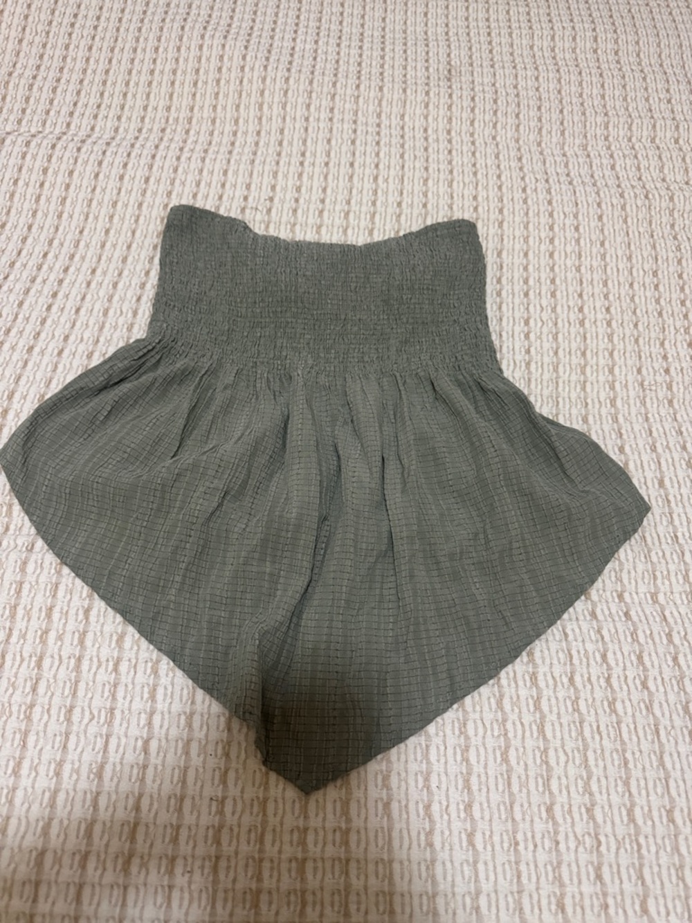 SHEIN Olive Green Smocked Waist Textured Skirt